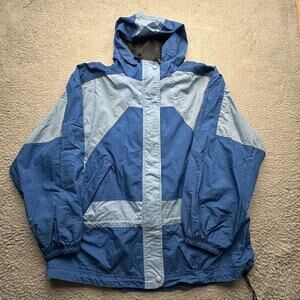 Vintage 90s Nike Ripstop Mesh Lined Hooded Windbreaker Jacket Womens Large Blue
